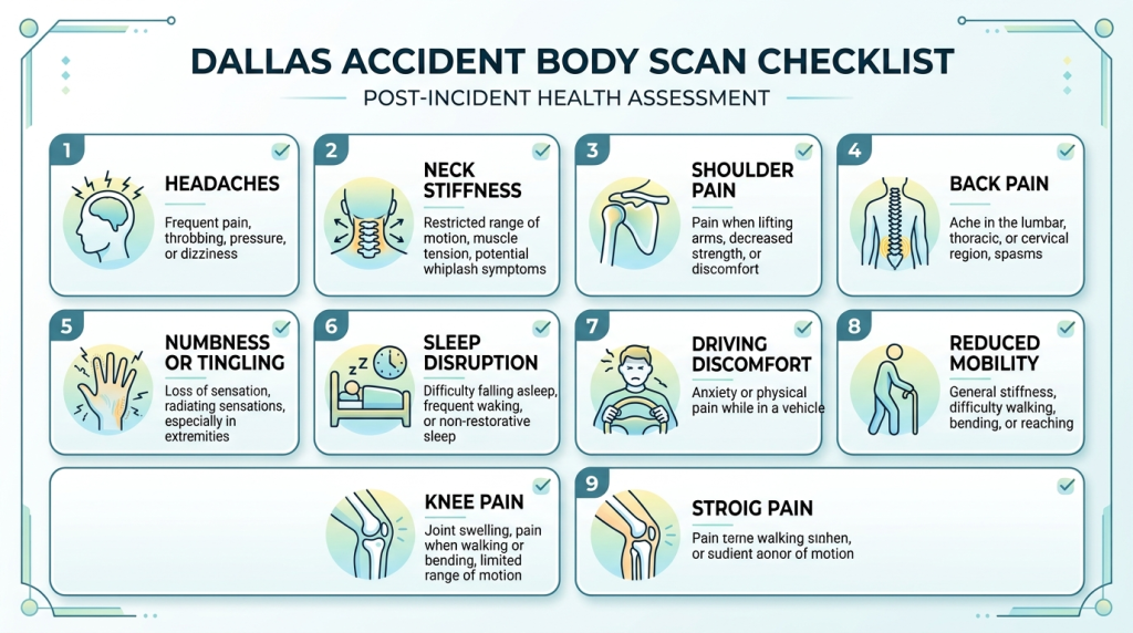 Dallas accident body scan checklist