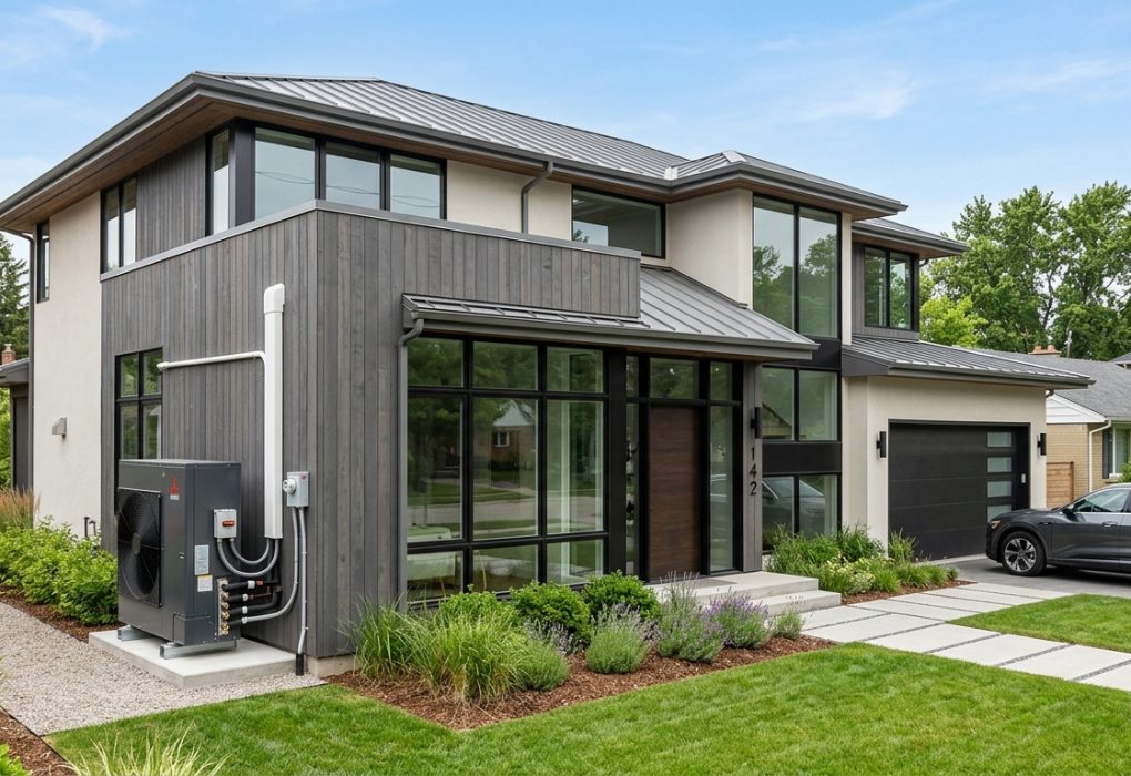 Modern cold-climate heat pump installed at a Michigan home